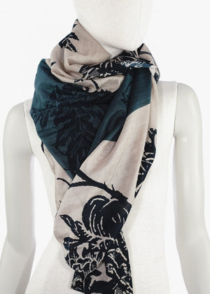 SEIDE-, BAUMWOLLSCHAL 3PATCH FLOWER