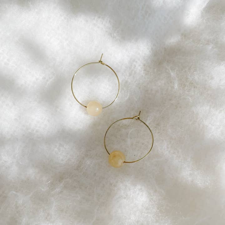 YELLOW MOONSTONE CREOLES