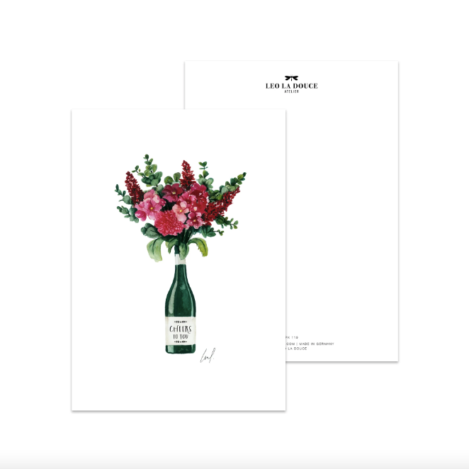 POSTKARTE - CHEERS FLOWER BOUQUET