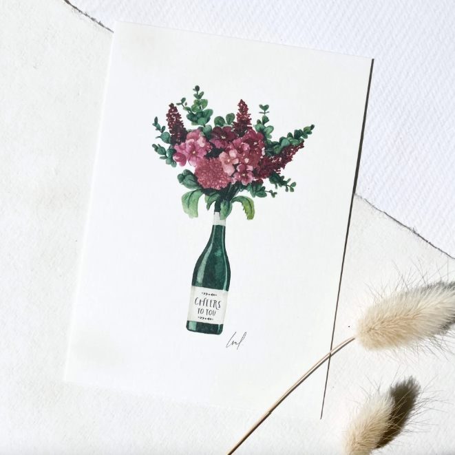 POSTKARTE - CHEERS FLOWER BOUQUET