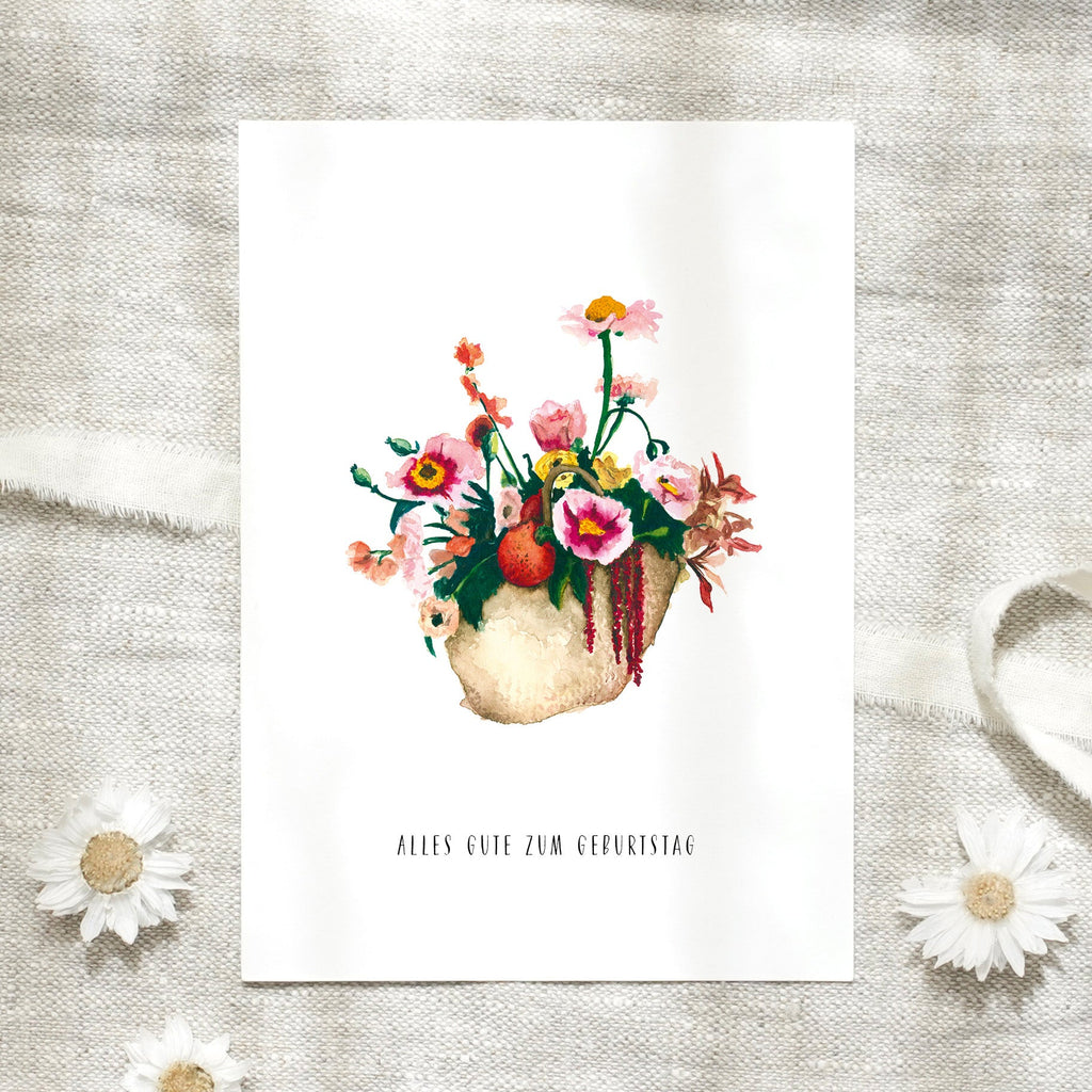 POSTKARTE - BLUMENKORB