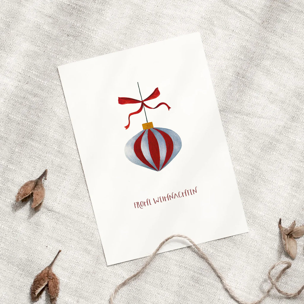 POSTKARTE -  WEIHNACHTSKUGEL I SCHLEIFE