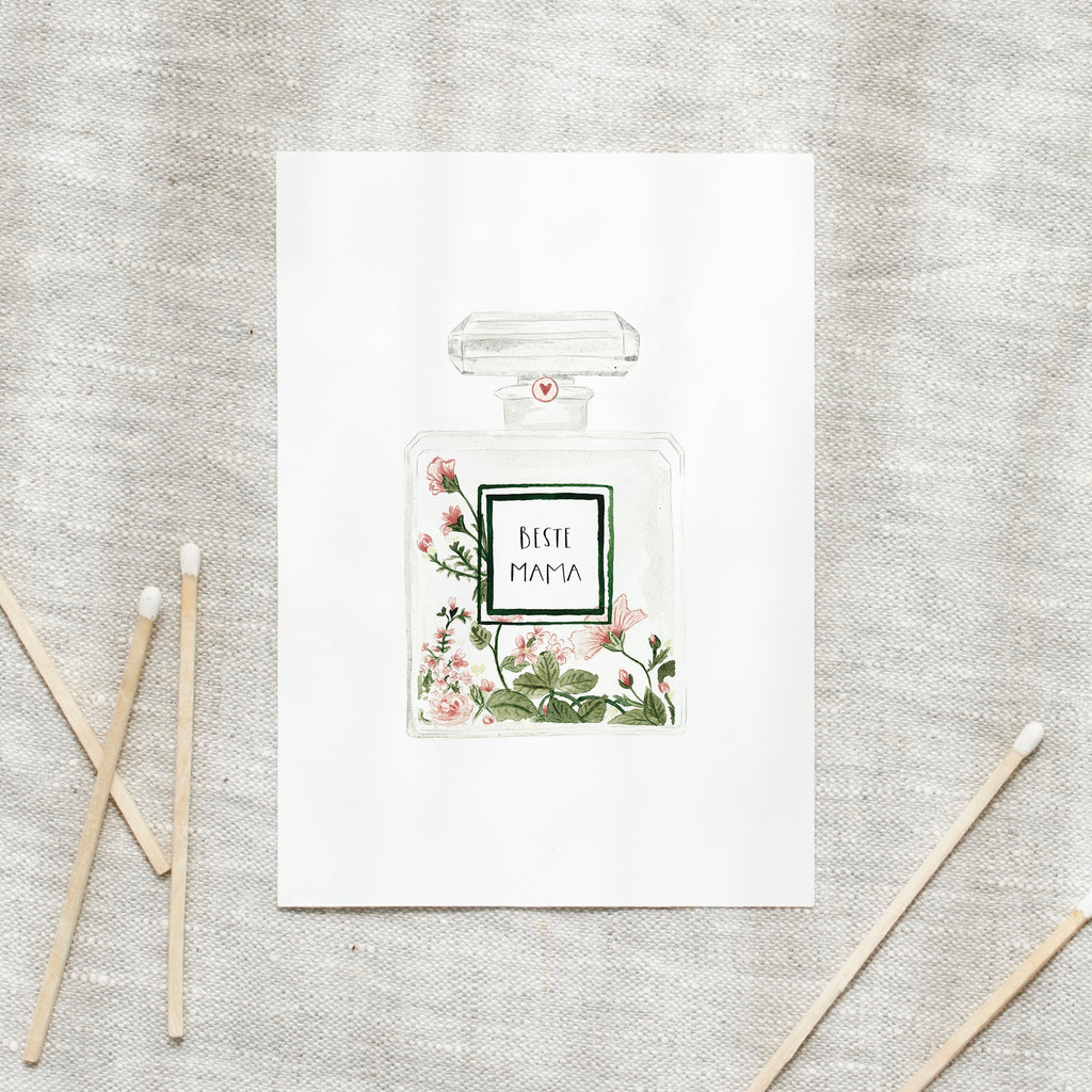 POSTKARTE -  BESTE MAMA I FLACON