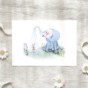 POSTKARTE - ELEPHANT SHOWER