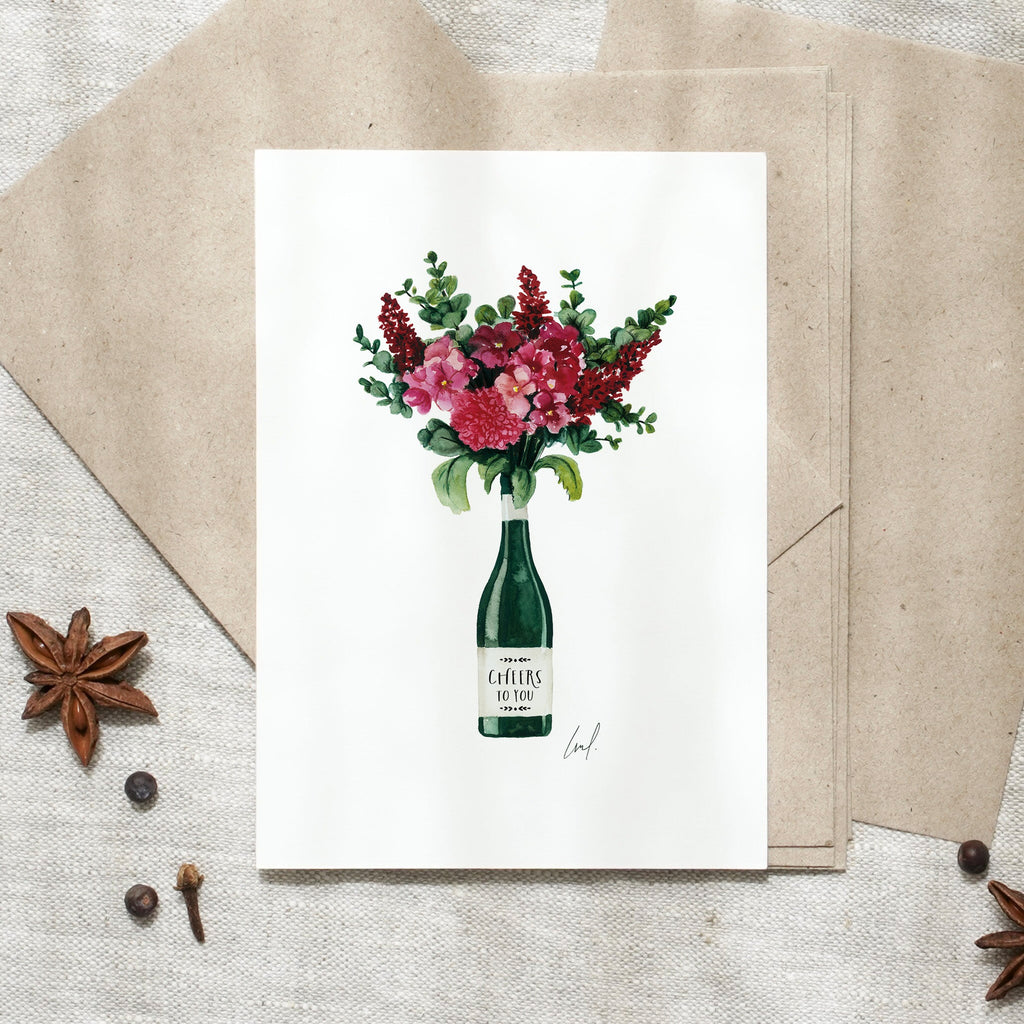 POSTKARTE - CHEERS FLOWER BOUQUET