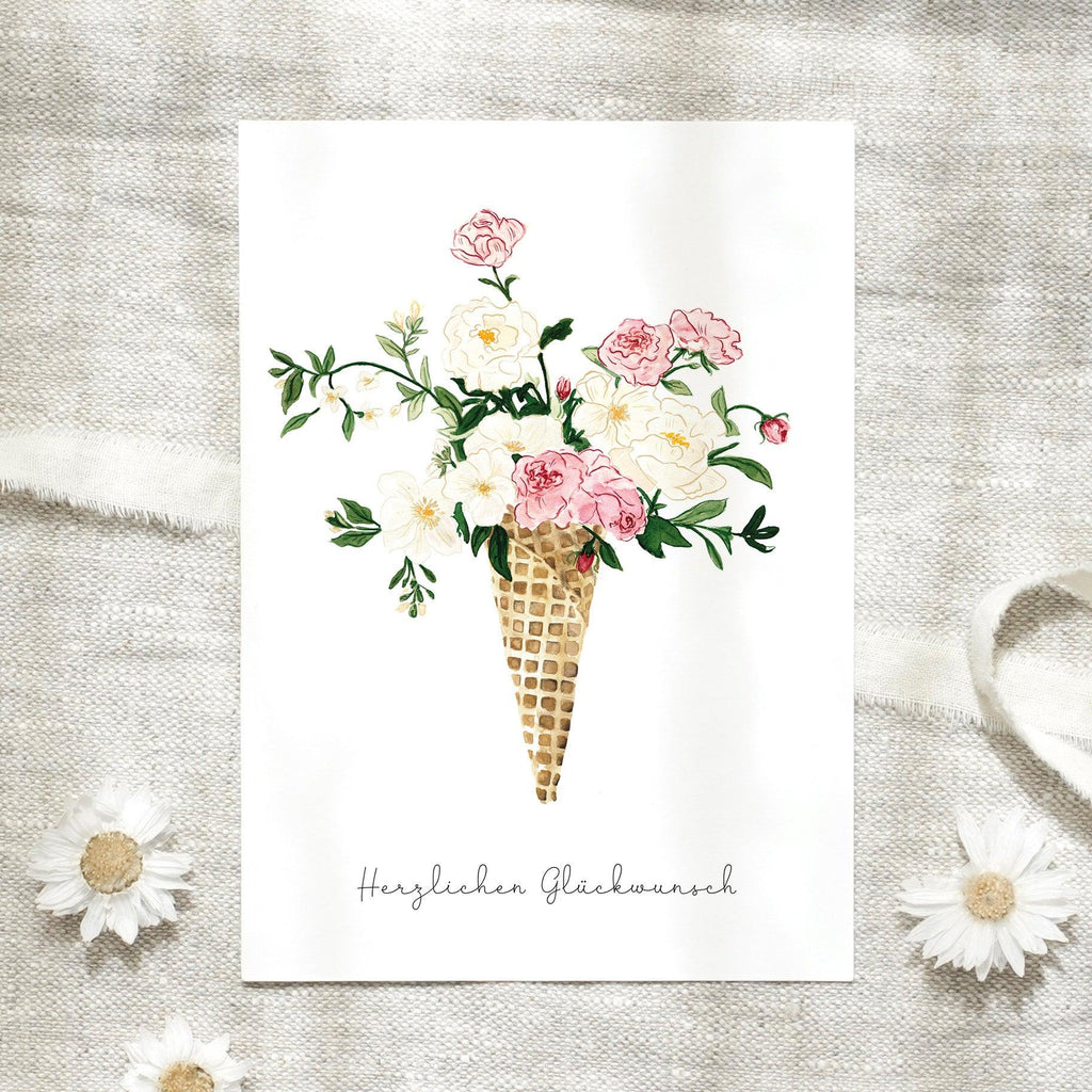 POSTKARTE - FLOWER CONE ROSEN