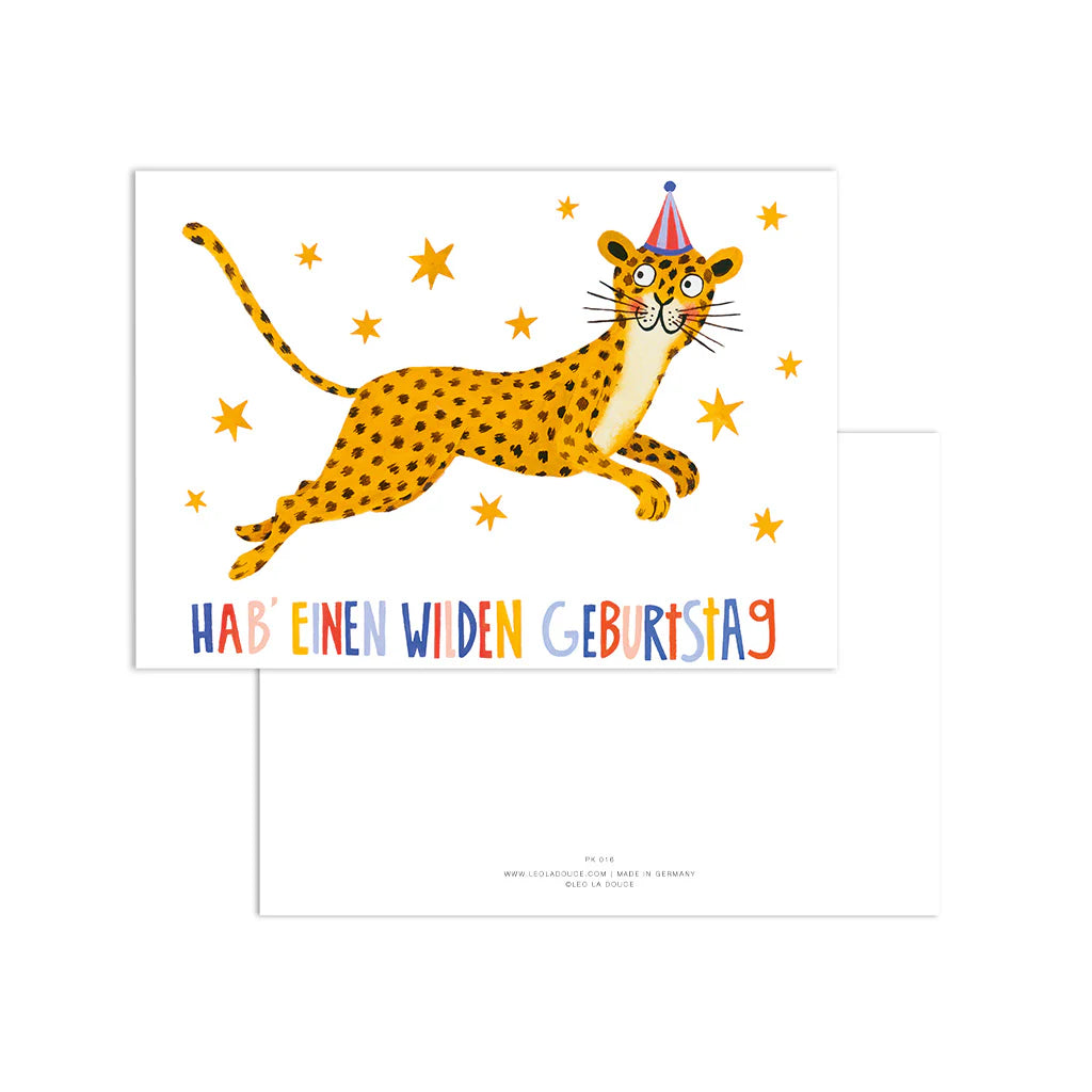 POSTKARTE - WILDER GEBURTSTAG I LEOPARD