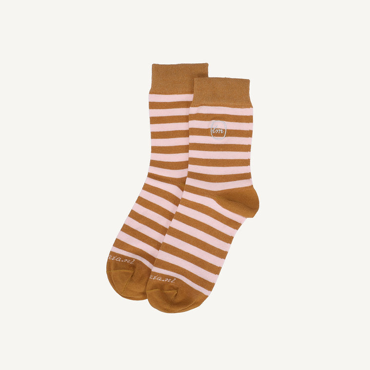 SOCKS STRIPES PINK MOCCA