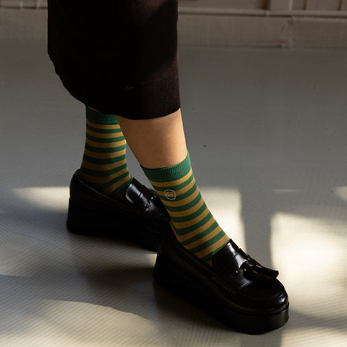 SOCKS STRIPES GREEN MOSS