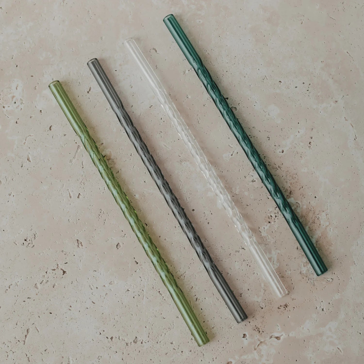 GLASSTROHHALME GEDREHT - AQUA
