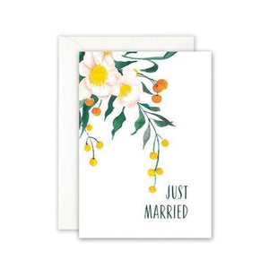 GRUSSKARTE - JUST MARRIED FLOWERS