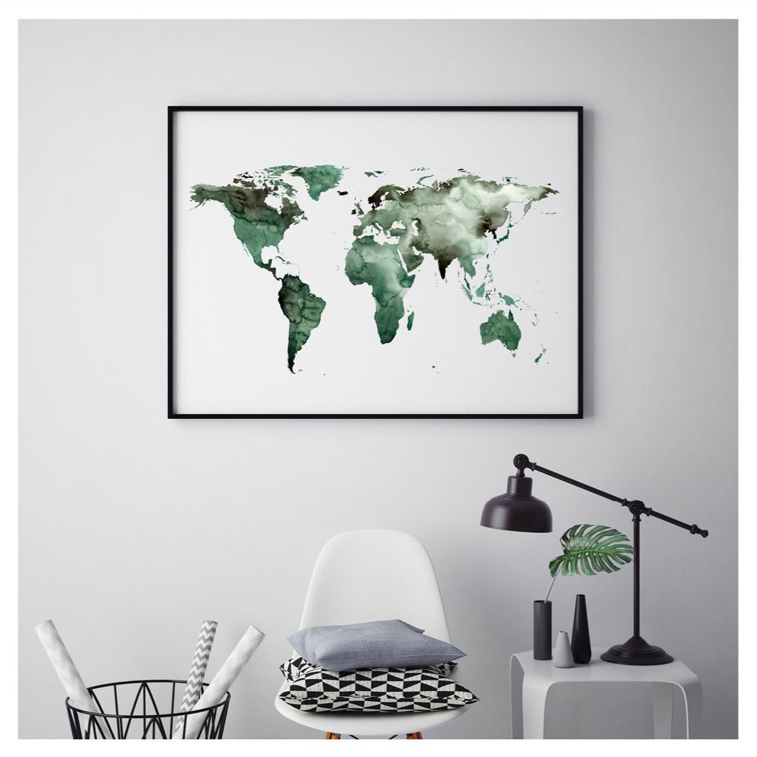 KUNSTDRUCK – WORLD MAP GREEN