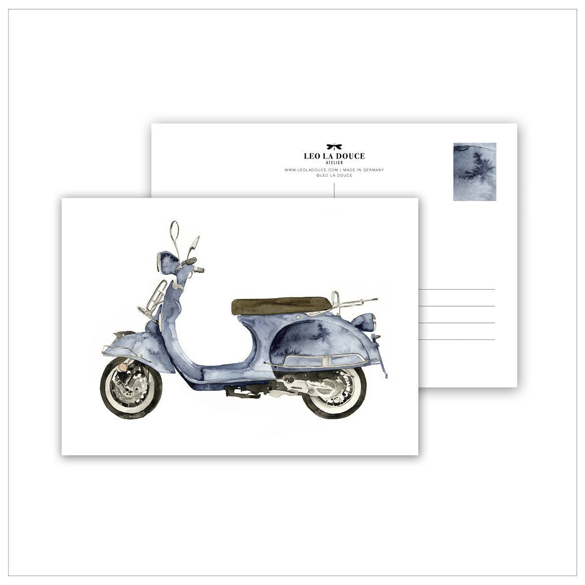 POSTKARTE - BLUE SCOOTER