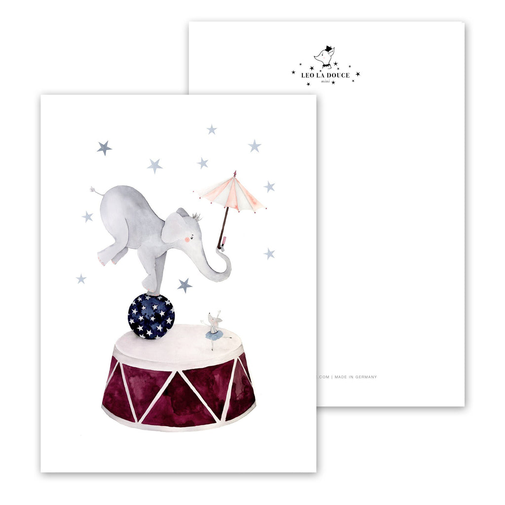 POSTKARTE - DANCING ELEPHANT